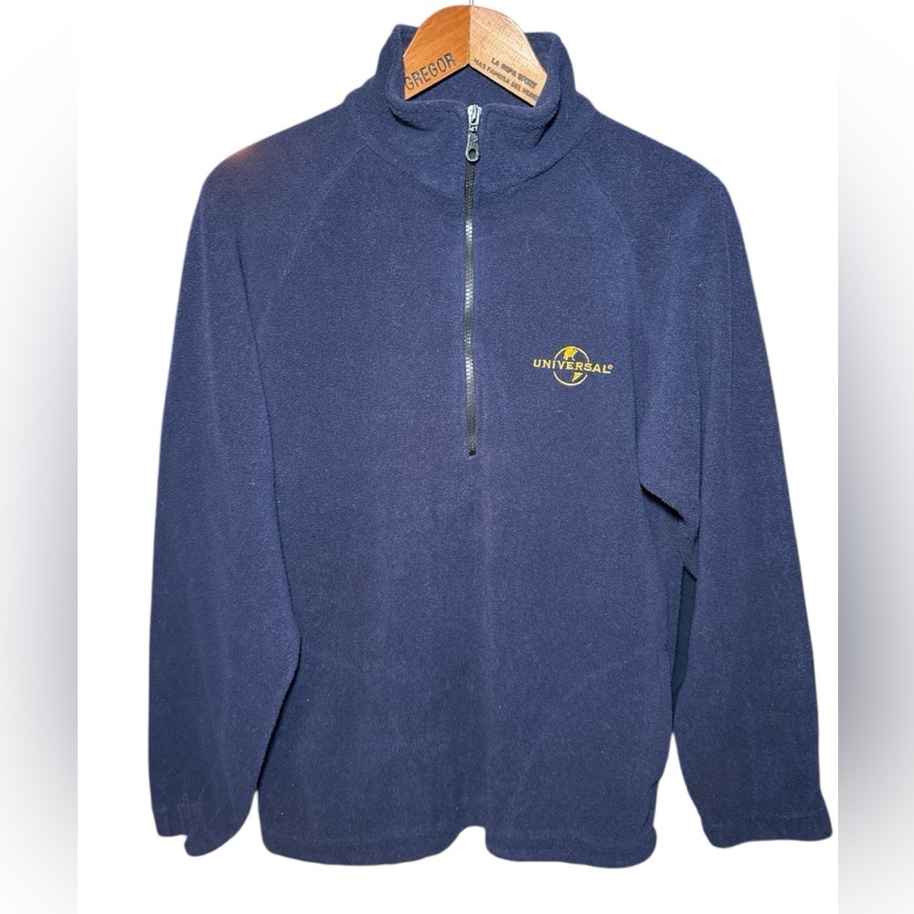 Vintage 90s Universal Studios Men's Fleece Pullover 1/4 Zip-Up Sweater Small